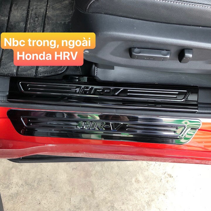 Ốp bậc cửa xe Honda HRV 2022-2023, Nẹp bước chân HRV ,Chất liệu Titan cao cấp, Bộ 8 miếng chống xước cửa