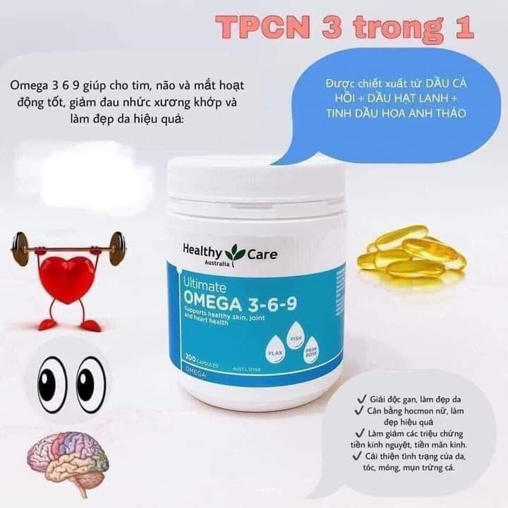 Viên uống bổ sung Omega 369 Healthy Care Ultimate 200 Viên | Shopee