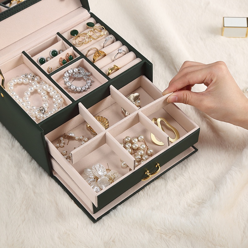 Hộp đựng trang sức CASEGRACE bằng da có ngăn kéo cao cấp tiện dụng
