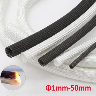 1 / 2 / 4 / 5Meter Nhựa Silicon Bện Ống Sợi Thủy Tinh Đường Kính 1-25mm 200°C Ống cáp cách nhiệt bằng sợi thủy tinh chống cháy Bảo vệ ống