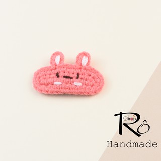 Kẹp tóc thỏ Stella Lou màu hồng xịn cho nữ và bé gái 5.5cm |Cặp tóc mái len cute |Shop Rô Handmade