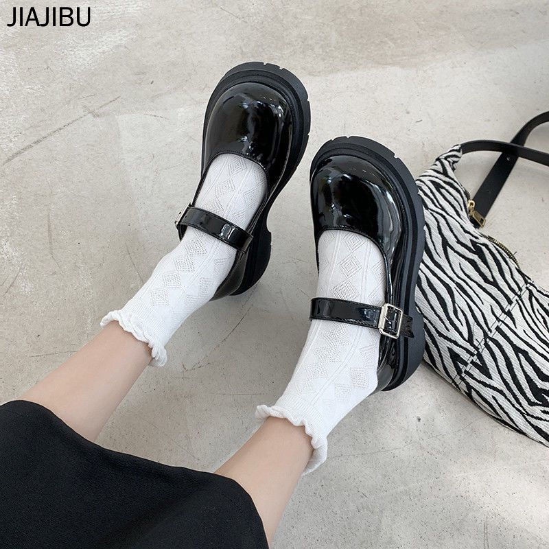 35-44 giày đi học cao gót màu đen đồng phục sinh viên giày giày nữ thời trang 44 Size Fashion Korean Style Mary Jane Small Leather Shoes for Girls 41 Japanese Cute Lolita Single Shoes 43 British JK Uniform Plus Size High Heel Platform Mary Jane Shoes 42