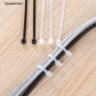 Queenten Set 100 Dây Rút Nylon Tự Khóa Cáp Màu Trắng Đen