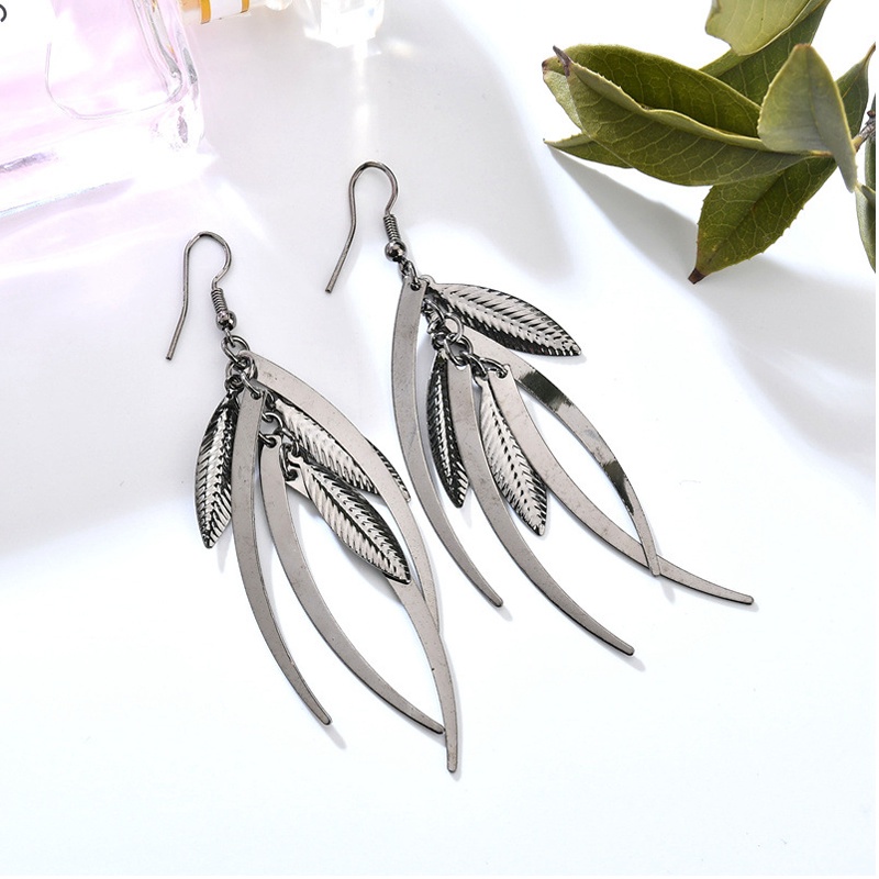 Ảnh Khuyên tai PINKDUDU PD429 hợp kim dáng dài hình chiếc lá phong cách bohemia đơn giản thời trang cho nữ 1