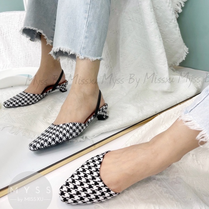 Giày cao gót nữ MYSS mũi vuông quai thun sau 3 cm thời trang - SU132