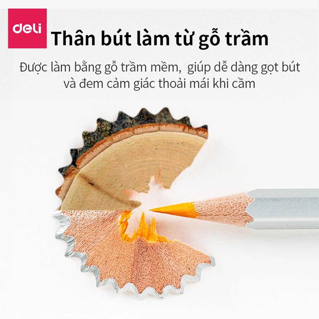 Bút Chì Màu Gốc Nước Chuyên Nghiệp Deli Kèm Cọ, Hộp Thiếc - 24/36/48 Màu Không Dễ Gãy Tô Màu Vẽ Tran