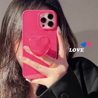 Ốp Điện Thoại Mềm Màu Trơn In Hình Trái Tim 3d Có Giá Đỡ Cho IPhone 13 13pro 13mini 12 11 Pro Max IX XR SE2 I8 Plus