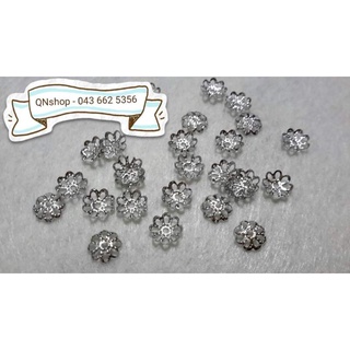 50 Charm bọc hạt hình hoa 8 cánh 7mm mỏng
