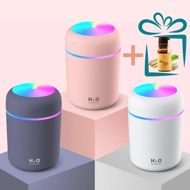 Máy Phun Sương Tinh Dầu Tạo Ẩm H2O 300ML Máy Xông Tinh Dầu Tạo Ẩm Không Khí Khuếch Tán Tinh Dầu Humidifier Đèn LED 7Màu