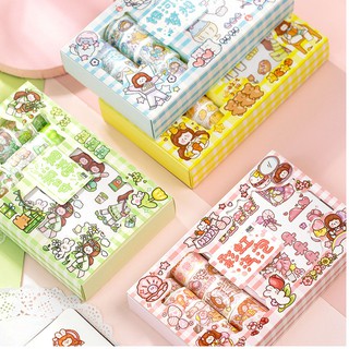 Sticker cute hình dán sổ tay mũ bảo hiểm washi tape dụng cụ bullet journal combo nhãn dán TIMO WS5