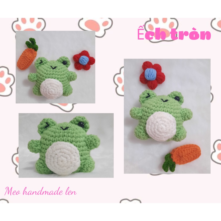 Khủng long xanh, ong vàng, ếch tròn, gấu - Handmade len - Amigurumi (có chuông)