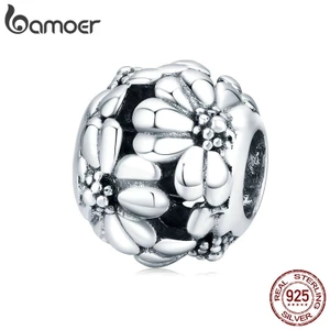 Hạt Trang Sức Bamoer Chốt Bạc 925 Họa Tiết Bông Hoa Xinh Xắn Hợp Thời Trang Cho Nữ SCC1487