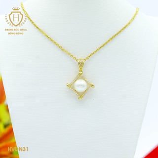 Dây Chuyền, Vòng Cổ Nữ Mặt Đính Hạt Ngọc Xi Mạ Vàng Non Cao Cấp - Trang Sức Hava Hong Kong - HVDN31