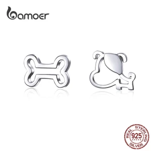 Bamoer Bông Tai bạc 925 Hình Chó / Mèo Chống Dị Ứng sce649
