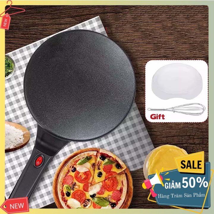 Chảo điện nướng bánh tráng 600W gia nhiệt kép, chống dính teflon siêu bền