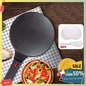 Chảo điện nướng bánh tráng 600W gia nhiệt kép, chống dính teflon siêu bền