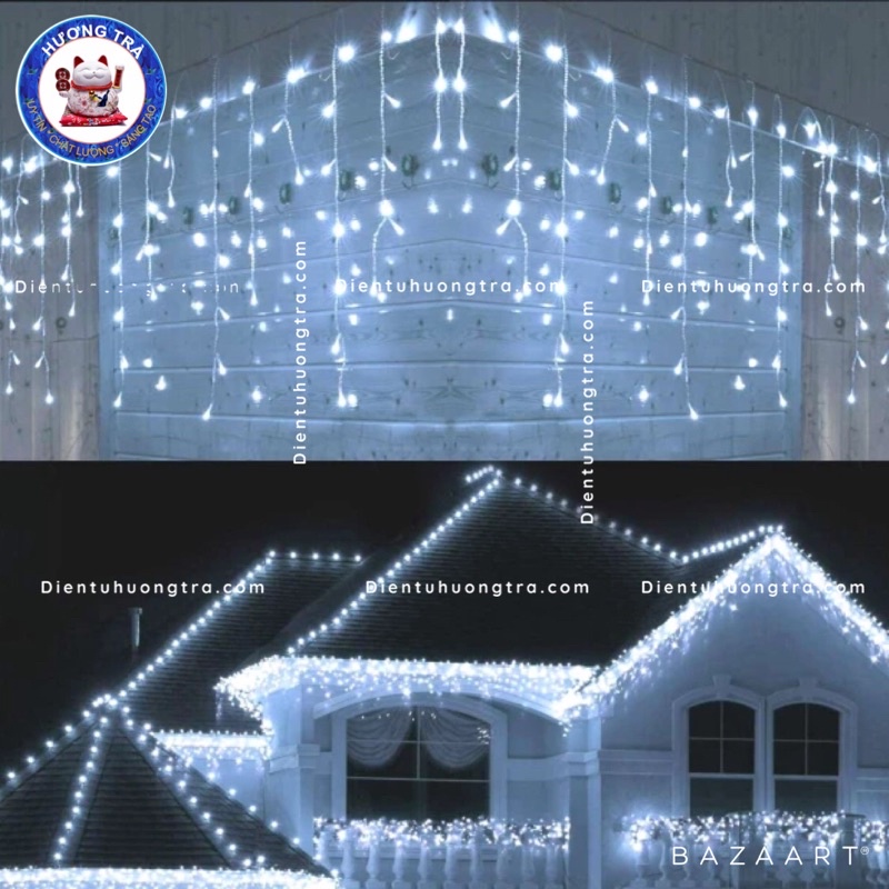 [8m x 0,6m] Dây đèn led rèm NGÂN HÀ ngang 8m & dài 0.6m ánh sáng trắng