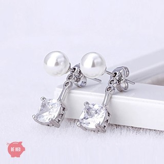 Bông tai ngọc, đá nhân tạo vuông xinh Trang sức Bé Heo BHBT13