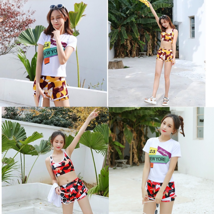 Bộ bơi quần áo tập thế thao cho nữ 3in1 có 2 màu mã 5855