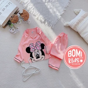 Đồ Bộ Bé Gái Mặc Nhà dài tay cao cấp Pijama Lụa Cao Cấp Cho Bé_BM01