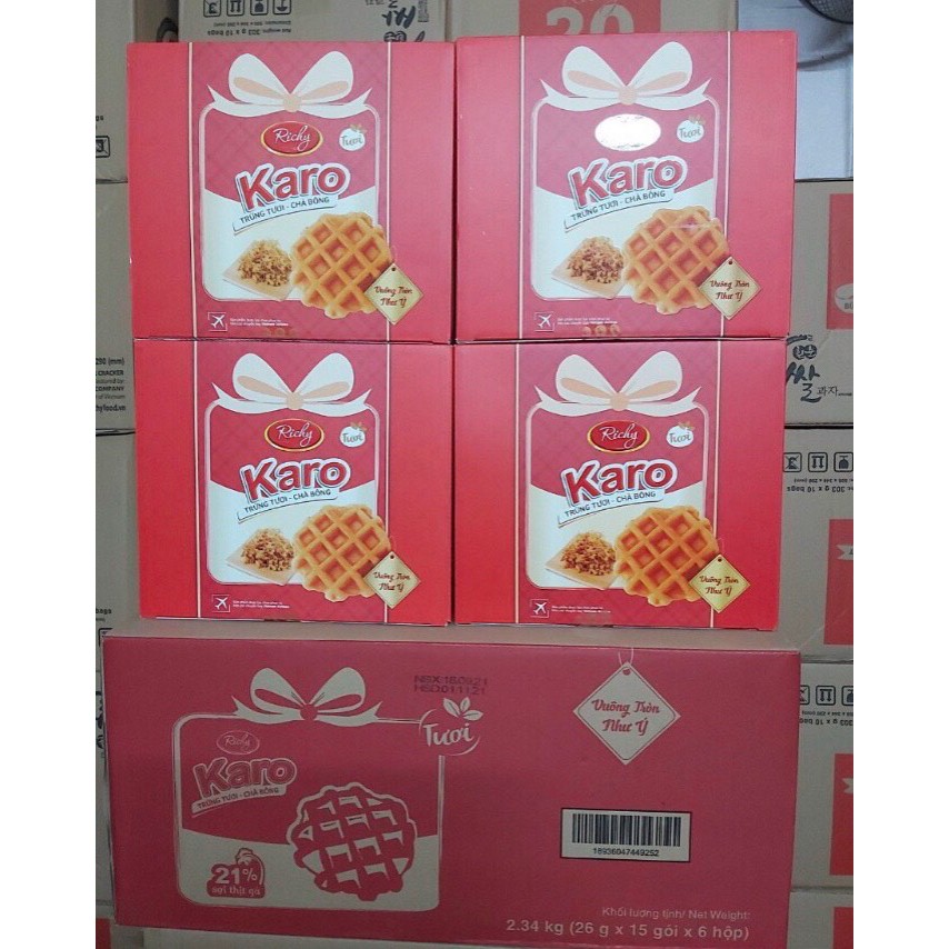 Bánh Karo trứng tươi chà bông 390g ( 26g x 15 gói ) | Shopee Việt Nam
