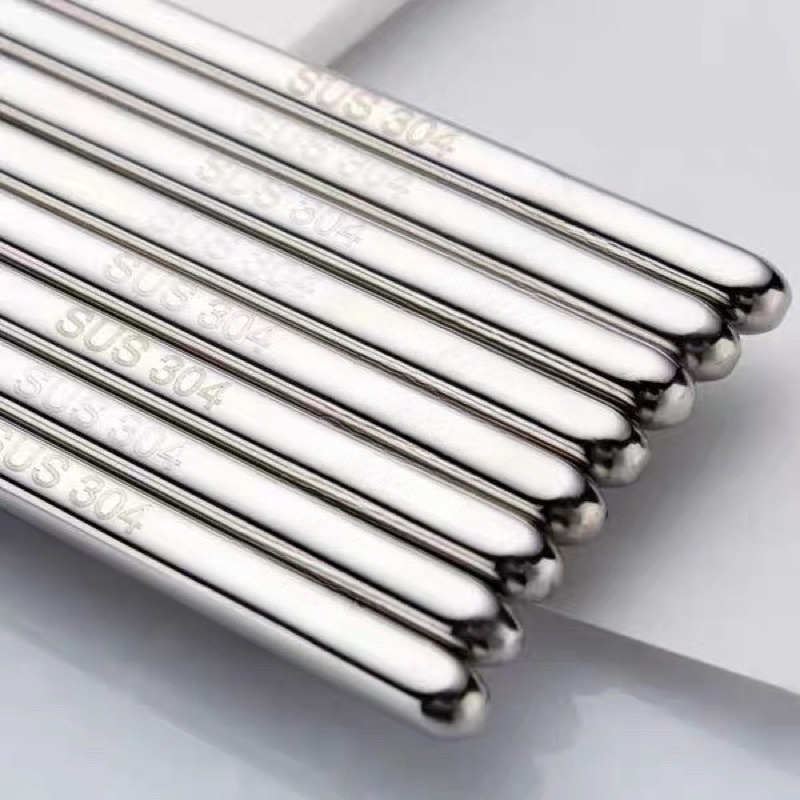 Bộ 10 đôi Đũa inox thường có chống trơn trượt loại rẽ