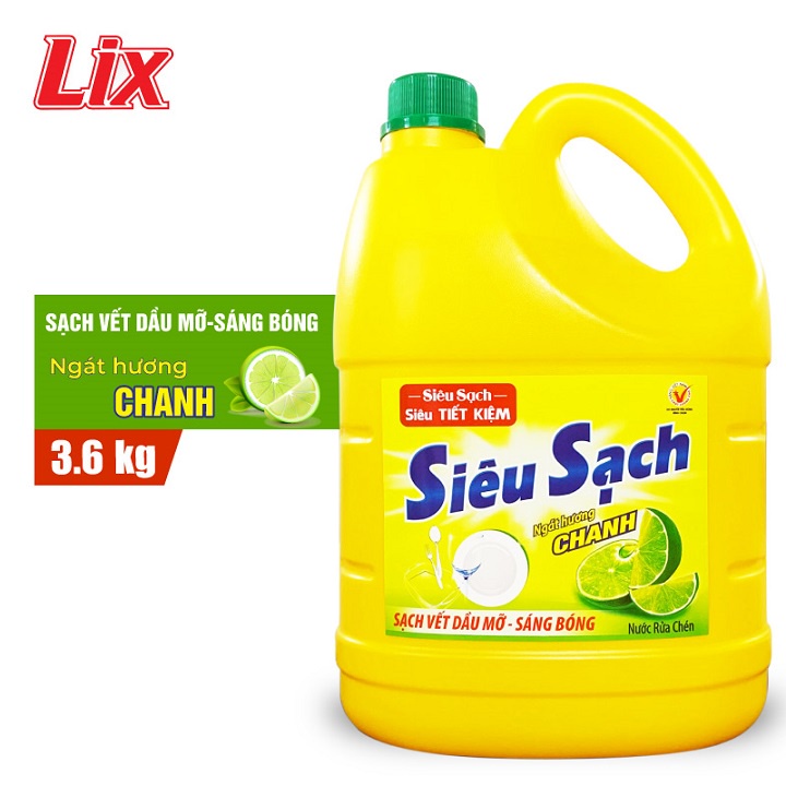 Ảnh Nước rửa chén siêu sạch chanh 3,5kg NS351 sạch bóng viết dầu mỡ hương chanh thơm mát - Lixco Vietnam 2