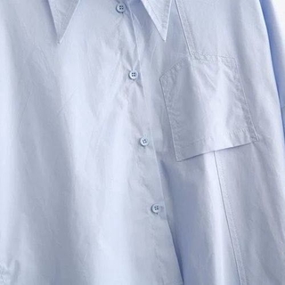 Áo Sơ Mi Dài Tay Dáng Rộng Thiết Kế Không Đồng Đều Xinh Xắn