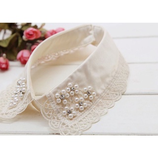 Vipdeal1 Cổ Áo Sơ Mi Ren Đính Ngọc Trai Giả Có Thể Tháo Rời Trang Trí Cho Nữ