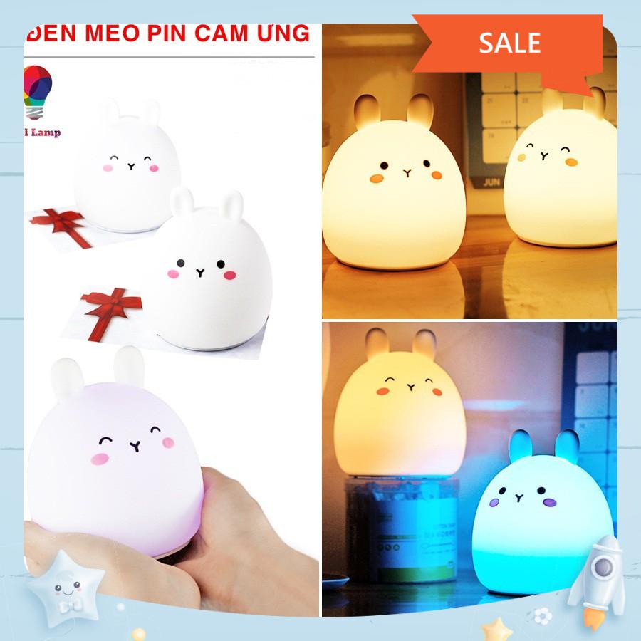 Đèn ngủ thỏ silicon cảm ứng 9 màu