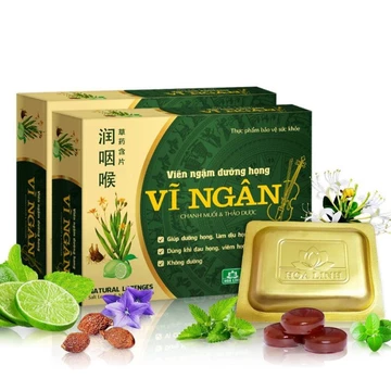 Viên ngậm dưỡng họng Vĩ Ngân - Chanh muối thảo dược, hộp 10 viên hỗ trợ giảm ho, rát họng khản tiếng