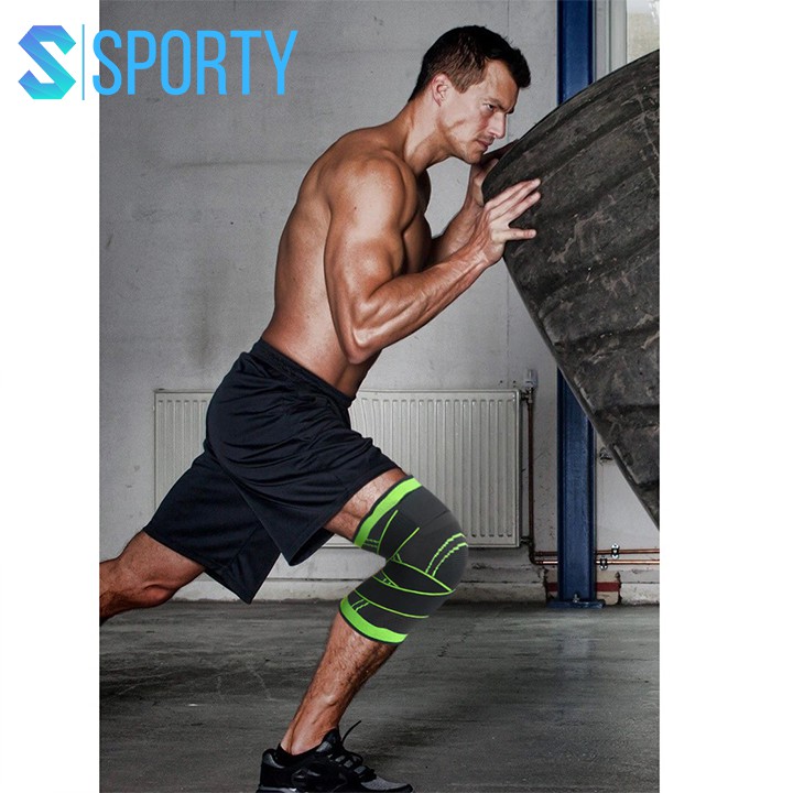 Băng quấn đai thể bảo vệ đầu khớp gối SPORTY 1123X vải dệt tích hợp đai đeo lò xo tránh chấn thương