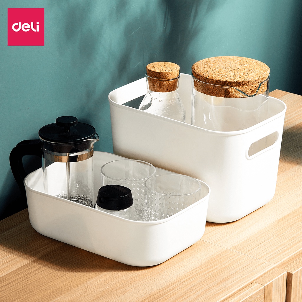Hộp đựng mỹ phẩm Deli - Cỡ nhỏ để bàn, đa năng, nhựa cao cấp, có tay cầm, nắp đậy, đơn giản VS456/VS547/VS458