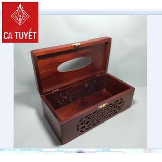 HỘP ĐỰNG GIẤY ĂN BẰNG GỖ HƯƠNG HOA VĂN PHONG THỦY LOẠI ĐẸP - ẢNH THẬT