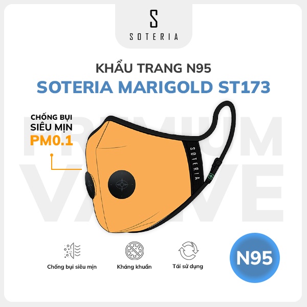 Khẩu trang thời trang Soteria MariGold ST173 - N95 lọc hơn 99% bụi mịn 0.1 micro - Size S,M,L