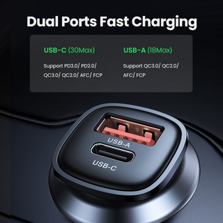 Tẩu sạc UGREEN USB-C USB-A sạc nhanh ô tô hai cổng 48W thích hợp cho Xiaomi 12/ Samsung S20 S21/ iP12 13 14 15Pro Max