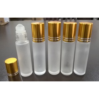 Chai Rỗng Chiết Nước Hoa Thủy Tinh Phủ Mờ 10mL Dạng Bi Lăn Siêu Xinh Nắp Vàng hoặc Bạc