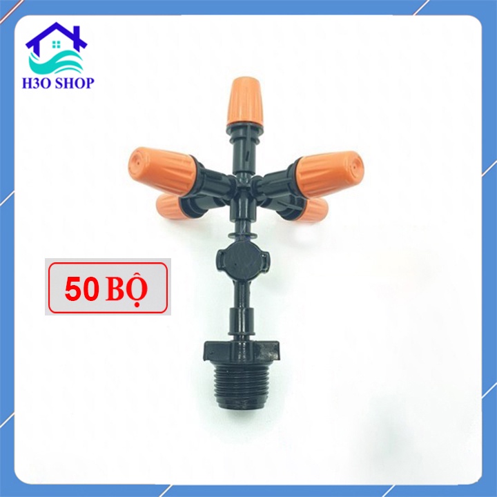 50 bộ béc phun sương 5 hướng cam kèm chân nối ren ngoài 21mm (tùy chọn van chống rỉ)