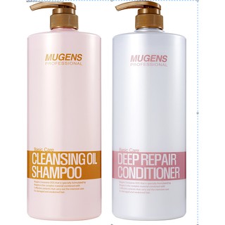 Cặp dầu gội dàu xả thảo dược sử dụng trước khi làm hóa chất giúp sạch sâu dưỡng ẩm Mugens cleansing oil shampoo 1500mm