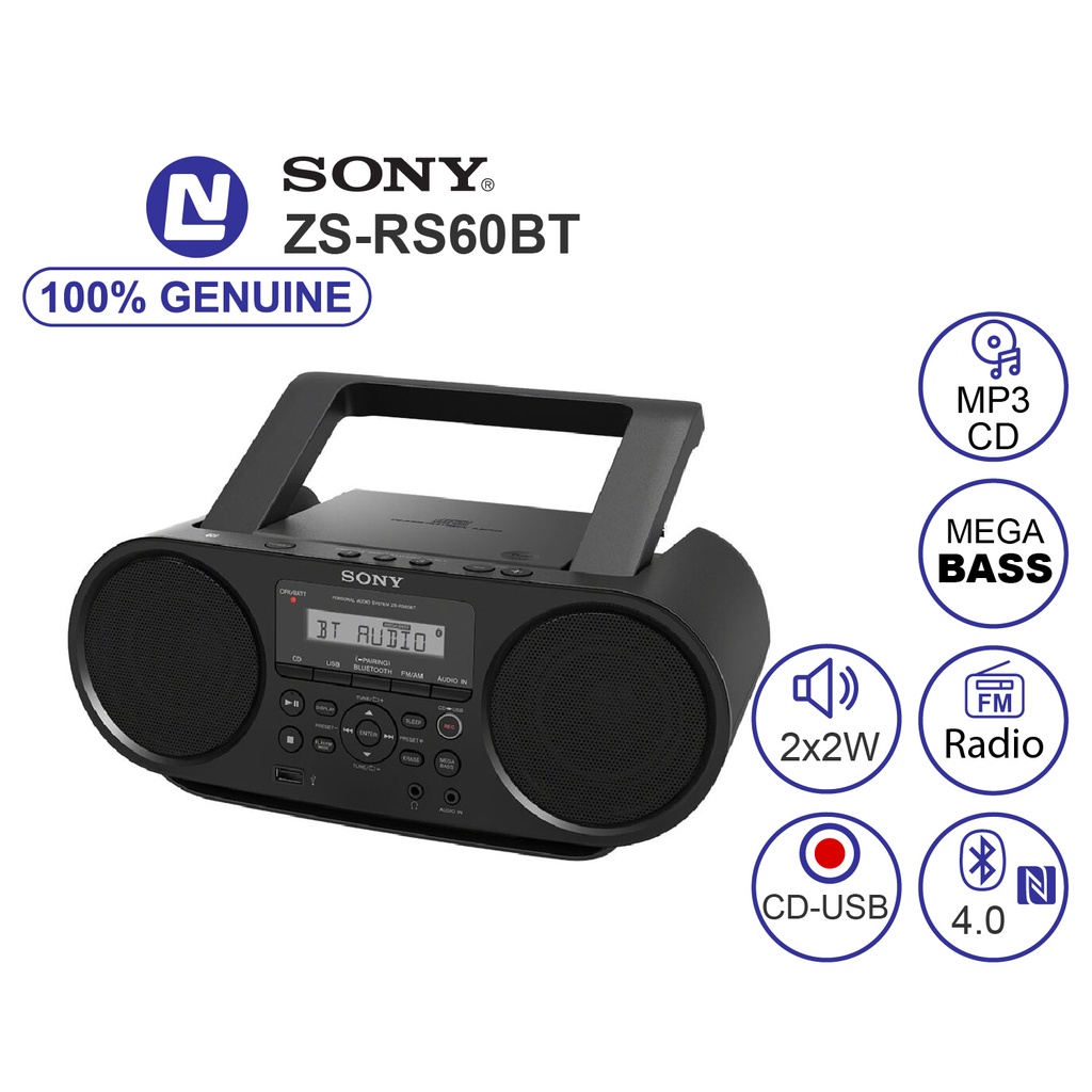 New Full Box Máy Radio Sony Zs Rs60bt Cd Boombox Có Bluetooth Nfc