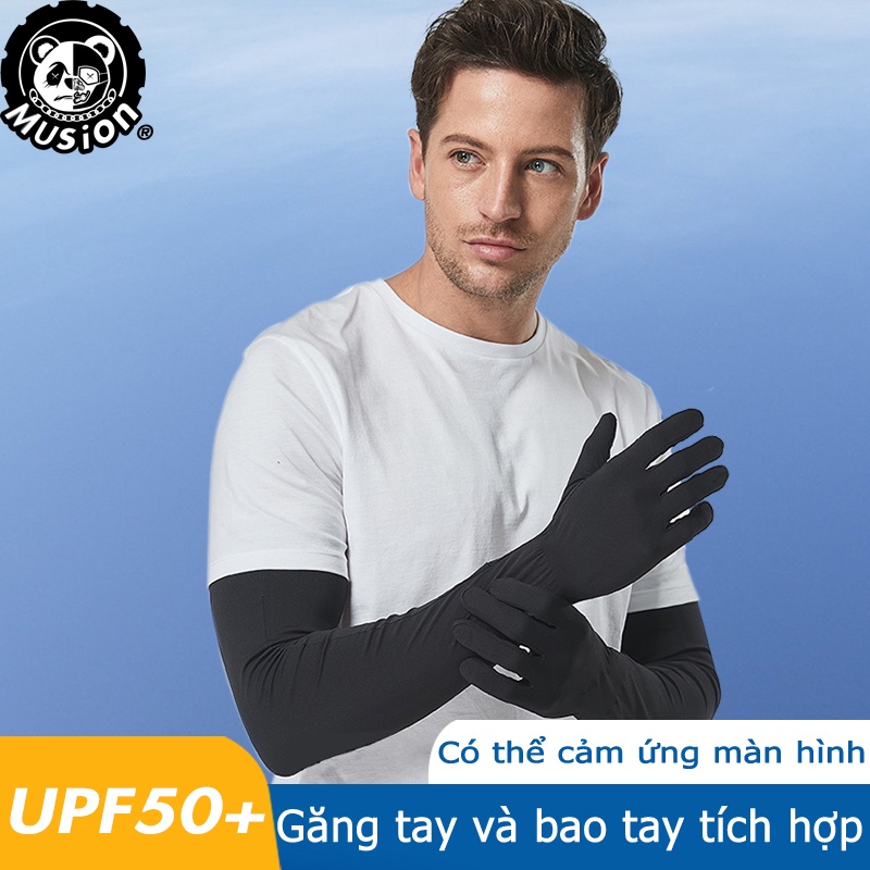 Găng tay Musion vải lụa mát thanh lịch có lỗ xỏ ngón tay chống nắng chống tia UV UPF50