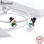 Hạt Bamoer SCC1666 Làm Từ Bạc Thật 925 Họa Tiết Bông Tuyết Phụ Kiện Làm Vòng Tay Trang Sức