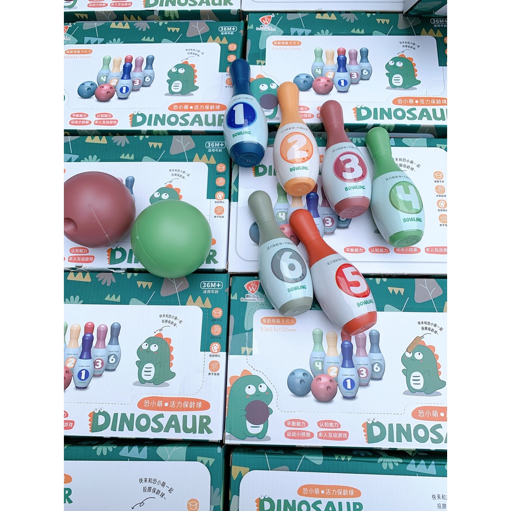 Bộ đồ chơi Bowling ném bóng hình khủng long cho bé
