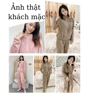 Bộ đồ nữ - bộ áo khoác mùa đông lông cừu siêu nhẹ chất ấm đẹp