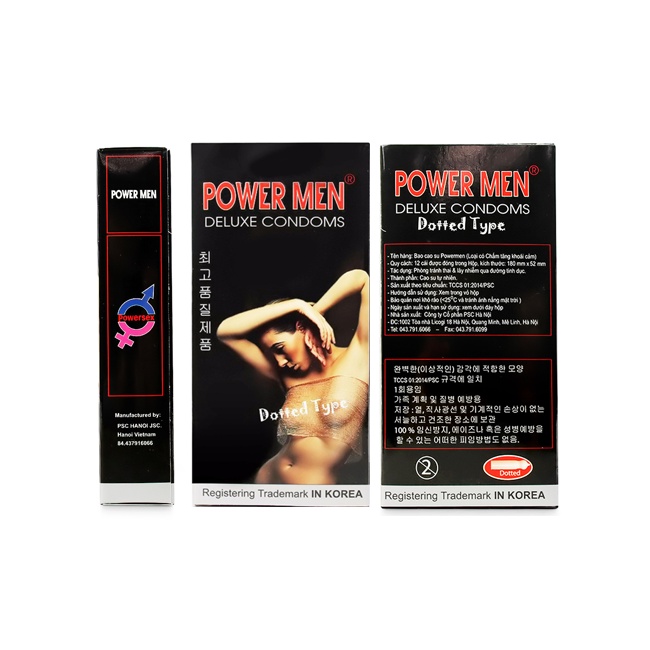 Ảnh Bao cao su PowerMen Dotted ôm sát hạt nổi chạy dọc thân (12 cái) GEMHOME 1
