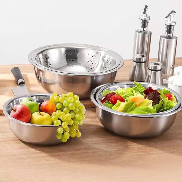 Bộ Thau Rổ Inox 5 Cái Tiện Dụng Cho Nhà Bếp | Shopee Việt Nam