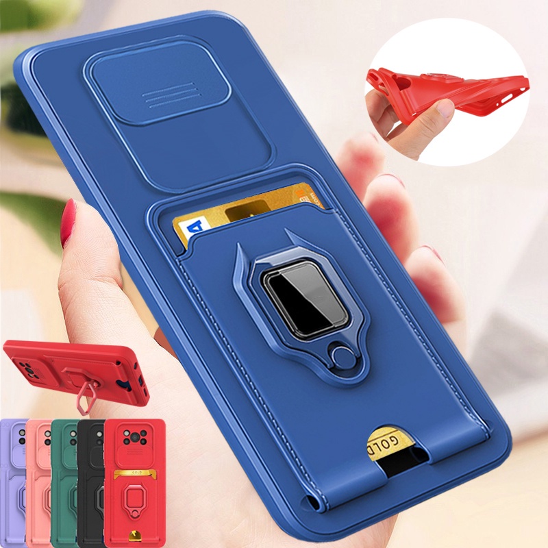 Ốp Điện Thoại Hình Máy Ảnh Có Ngăn Trượt Đựng Thẻ Và Dây Đeo Cho Xiaomi mi 11T 11 Lite 5G NE POCO X3 NFC M3 C3 POCO X3 Pro