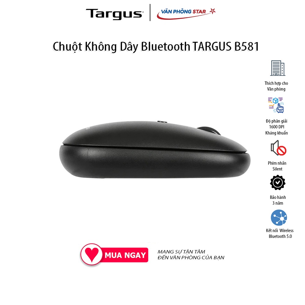 Chuột Không Dây Bluetooth TARGUS Compact Kháng Khuẩn B581 Kết nối không ...