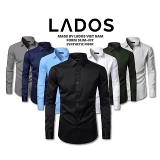 Áo sơ mi nam trơn vải kate lụa mịn LADOS - 25779