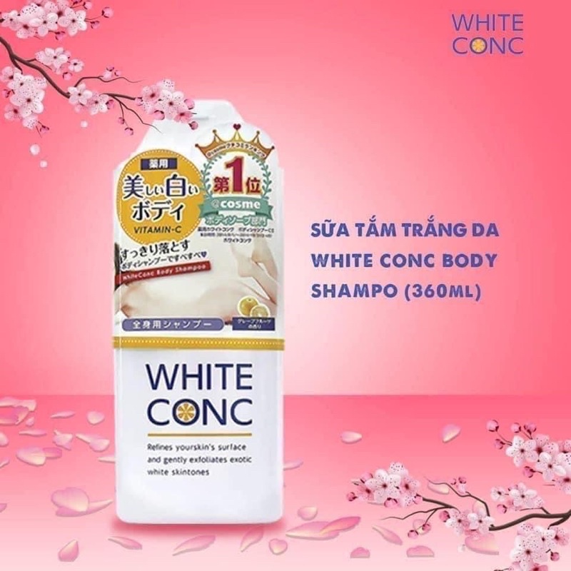 Sữa tắm trắng da White Conc 360ml, Kem dưỡng ban ngày White Conc và Kem dưỡng toàn thân ban đêm White ConC